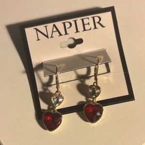Napier Gold Earrings with Red and Silver Hearts